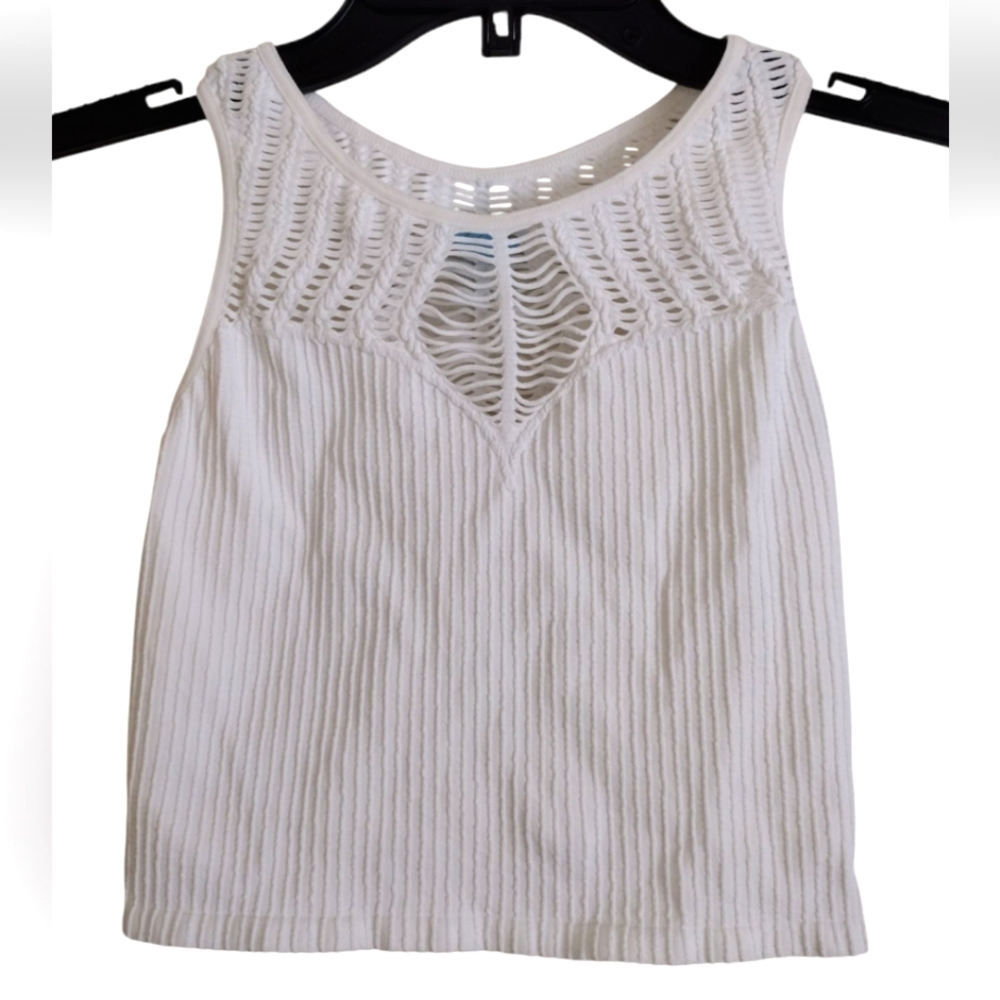 Intimately Free White Ribbed Bra Top Nylon Spandex Size Medium Large